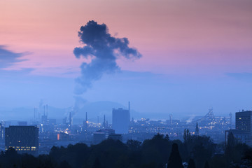 Industrial Linz at sunrise