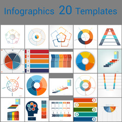 Infographics 20 Templates, text area on five position.