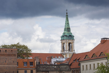 Fototapeta na wymiar Torun in Poland, Old Town skyline, fortified medieval city, river view.