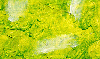 Green oil abstract background painting, green acrulic paint on a palette. Close up. Acrylic painting on canvas. Modern art, contemporary art.