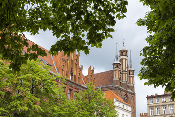 Traditional architecture in famous polish city, Torun, Poland.