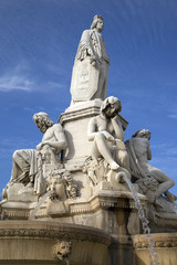 Fototapeta na wymiar Fountain by Pradier, Esplanade Charles de Gaulle Square, Nimes
