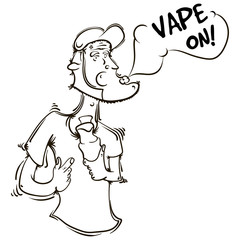 The person with an electronic cigarette in hands.