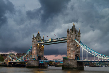 Dark clouds over the Tower Bridge