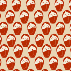 Vector Seamless Background with Kokeshi Doll/ Japanese Traditional Toy