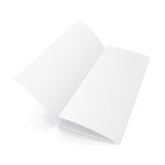 Blank Trifold Paper Brochure With Shadows. On White Background Isolated. Mock Up Template Ready For Your Design. Vector EPS10