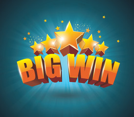 Big Win gold sign for online casino, poker, roulette, slot machi