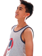 teen boy wearing tank top