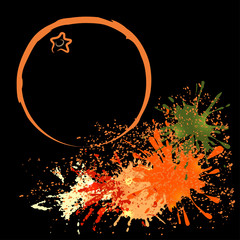 Colored outline of orange with blots, vector illustration - 111336113
