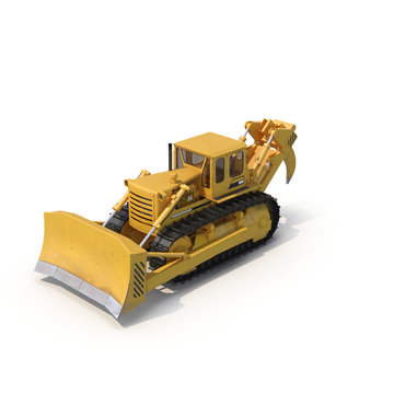 Heavy duty bulldozer isolated on white 3D Illustration