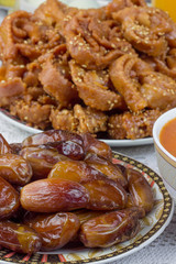 Moroccan tea glasses and biscuit