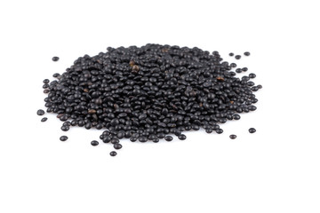 Beluga. Black lentil on white