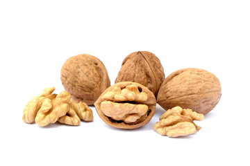  Pile of walnuts isolated on white background