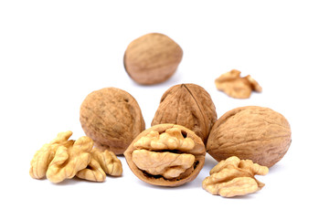  Pile of walnuts isolated on white background