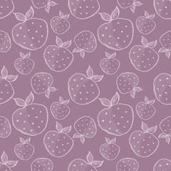 Seamless vector pattern with hand drawn fruits. Background with strawberries. Series of Cartoon, Doodle, Sketch and Hand drawn Seamless Patterns.