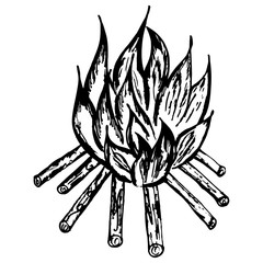  Hand drawn sketch vector fire on white background
