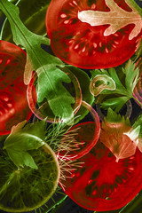 Panele Szklane Podświetlane  tło sztuki z pokrojonych warzyw