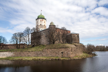 Fototapeta na wymiar View of the Vyborg Castle in Russia, a medieval fortress located on a little islet 