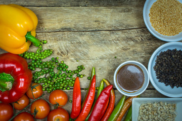 Fresh delicious ingredients for healthy cooking or salad making