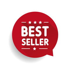 Best seller label red speech bubble