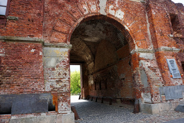 Fototapeta na wymiar Brest Fortress in the south-west of Belarus. This is the border of Belarus and Poland in Brest. Terespol gate