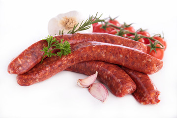 raw sausage isolated on white