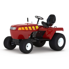 New small red tractor isolated over white. 3D illustration