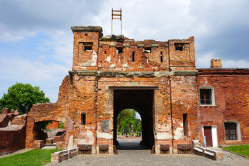 Brest Fortress in the south-west of Belarus. This is the border of Belarus and Poland in Brest. Terespol gate 