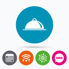 Food platter serving sign icon. Table setting.