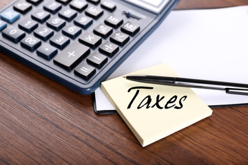 Office supply on wooden background