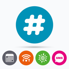 Hashtag sign icon. Social media symbol.