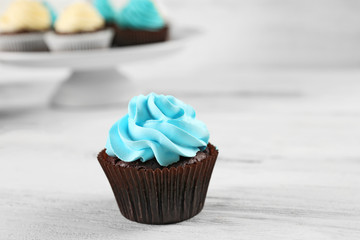 Cupcakes on wooden table