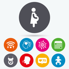 Maternity icons. Baby infant, pregnancy, dummy.