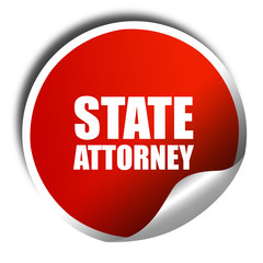 state attorney, 3D rendering, red sticker with white text