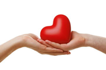 Obraz premium Two homosexuals holding heart isolated on white