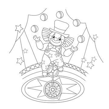 Coloring Page Outline Of a funny clown juggling balls