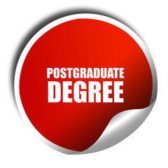 postgraduate degree, 3D rendering, red sticker with white text