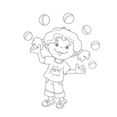 Coloring Page Outline Of girl juggling the balls