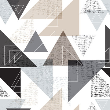 Seamless universal geometric modern pattern. Grunge texture. Triangles. Vector illustration. Abstract geometric shapes