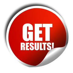 ger results!, 3D rendering, red sticker with white text