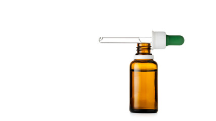 Herbal medicine or aromatherapy dropper bottle isolated on white