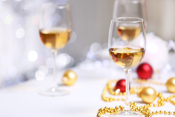Wineglasses on blurred background