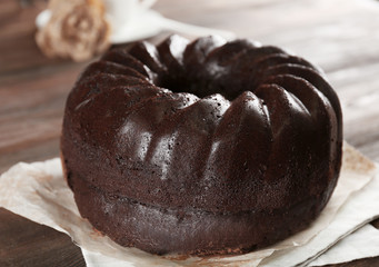 Chocolate muffin cake, on the table