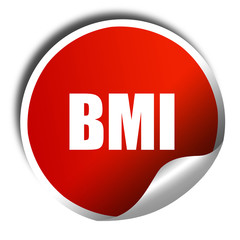 bmi, 3D rendering, red sticker with white text