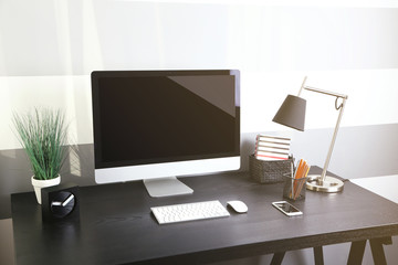 Comfortable workplace with modern computer