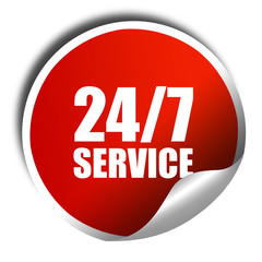 24/7 service, 3D rendering, red sticker with white text