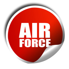 air force, 3D rendering, red sticker with white text