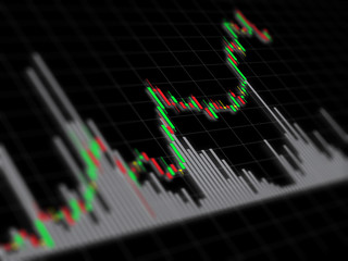 Candle stick graph chart of crude oil price stock exchange tradi