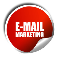 email marketing, 3D rendering, red sticker with white text