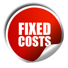 fixed costs, 3D rendering, red sticker with white text